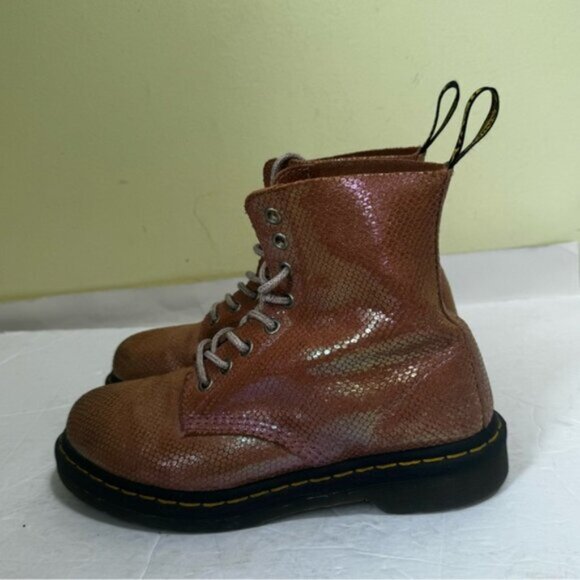 Dr Martens Pascal Iridescent Leather Mermaid Metallic Combat Hiking 7 Boots 1460 - Picture 3 of 16